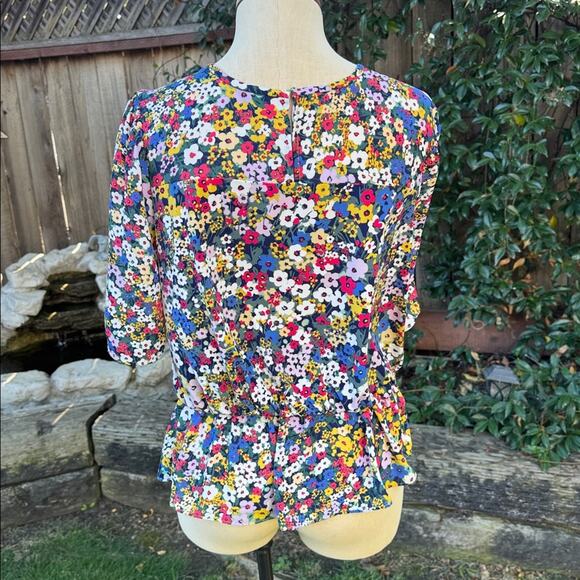 Ann Taylor Vibrant Floral Blouse Women's Size Medium - Picture 7 of 10